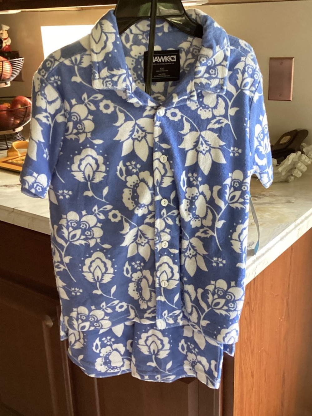 Tony Hawk Blue & White Floral Terry Cloth Top and Shorts. Beachwear. NWT